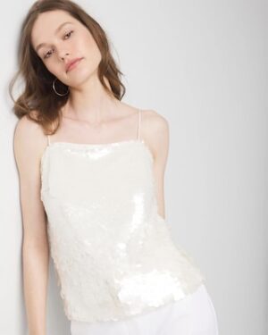 Petite Sequin Mesh Camisole