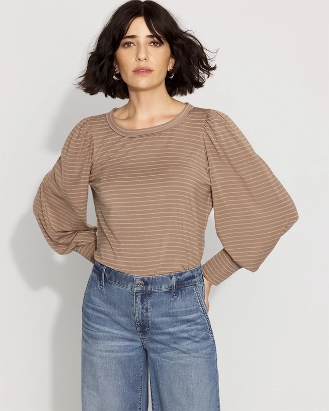 Brenda Stripe Taupe Teas