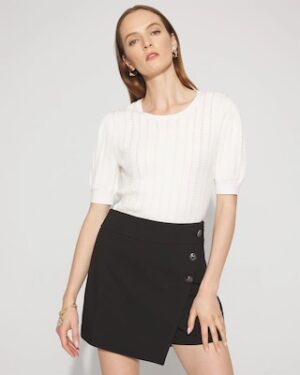 Pointelle Puff Sleeve Sweater