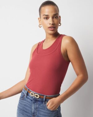 WHBM FORME Ribbed Stretch Layered Tank
