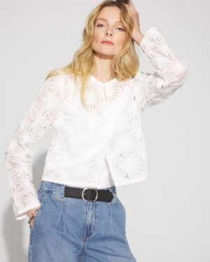 Textured Floral Applique Jacket