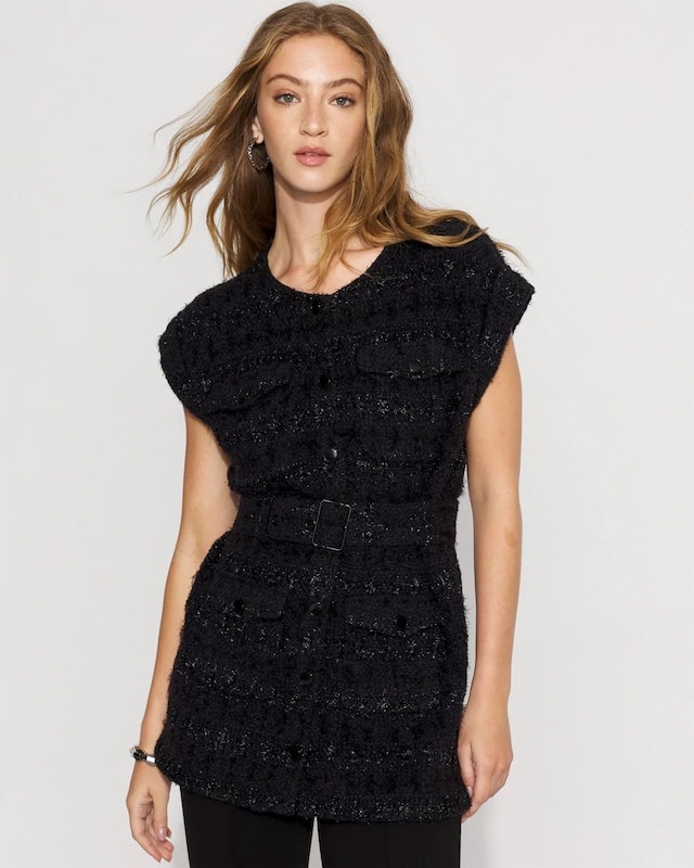 Tweed Blk Metallic Stripe