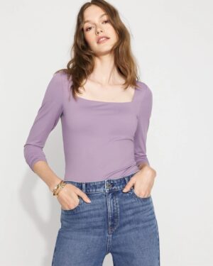 WHBM FORME All Ways Stretch Square Neck Long-Sleeve Tee