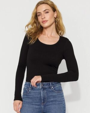 WHBM FORME Seamless Jacquard Scoop Neck Tee
