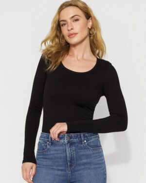 WHBM FORME Seamless Jacquard Scoop Neck Tee