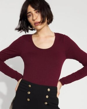 WHBM FORME Seamless Jacquard Scoop Neck Tee