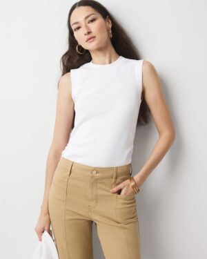 WHBM FORME Ribbed Stretch Ruched Side Tank