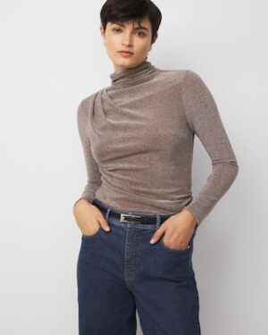 WHBM FORME Stretch Metallic Long-Sleeve Tee