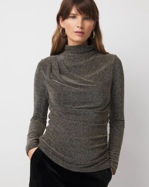 WHBM FORME Stretch Metallic Long-Sleeve Tee