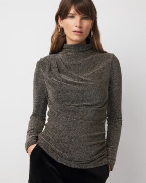 WHBM FORME Stretch Metallic Long-Sleeve Tee